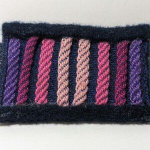 Vintage Handmade Fiber Art Brooch Pin Woven Artisan Jewelry Felt Back Rectangle